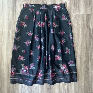 Vintage Chic Floral black Midi Skirt